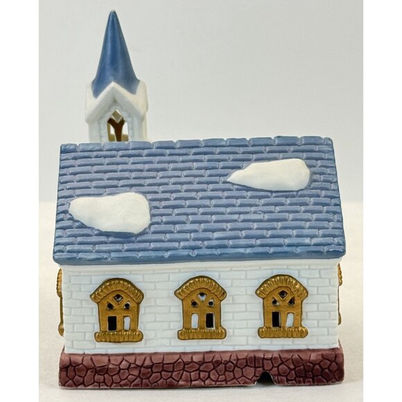 Vintage Lotus Ceramic White Church Figurine Snow Accents Christmas Village 4.5" - Picture 3 of 9